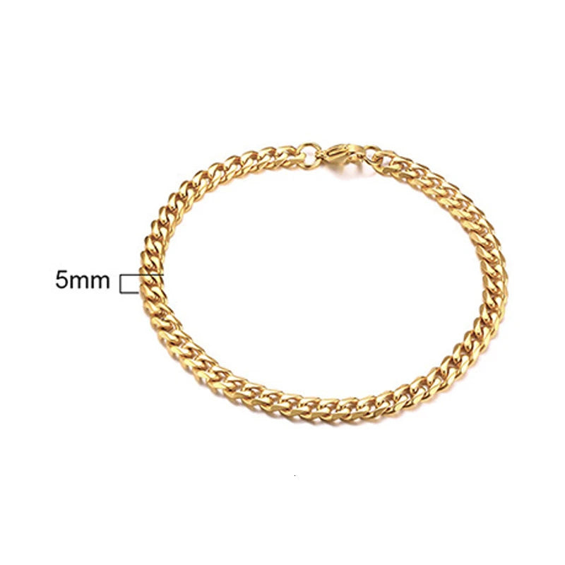 Men's Stainless Steel Bracelets (Chain Link Bracelet) (Silver, Black, Gold, Vintage Silver