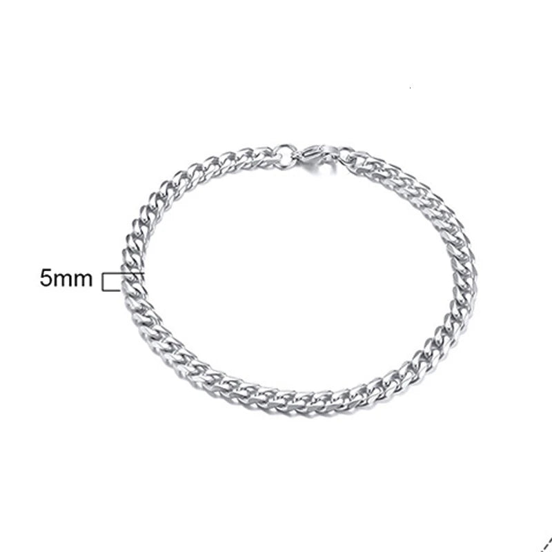 Men's Stainless Steel Bracelets (Chain Link Bracelet) (Silver, Black, Gold, Vintage Silver