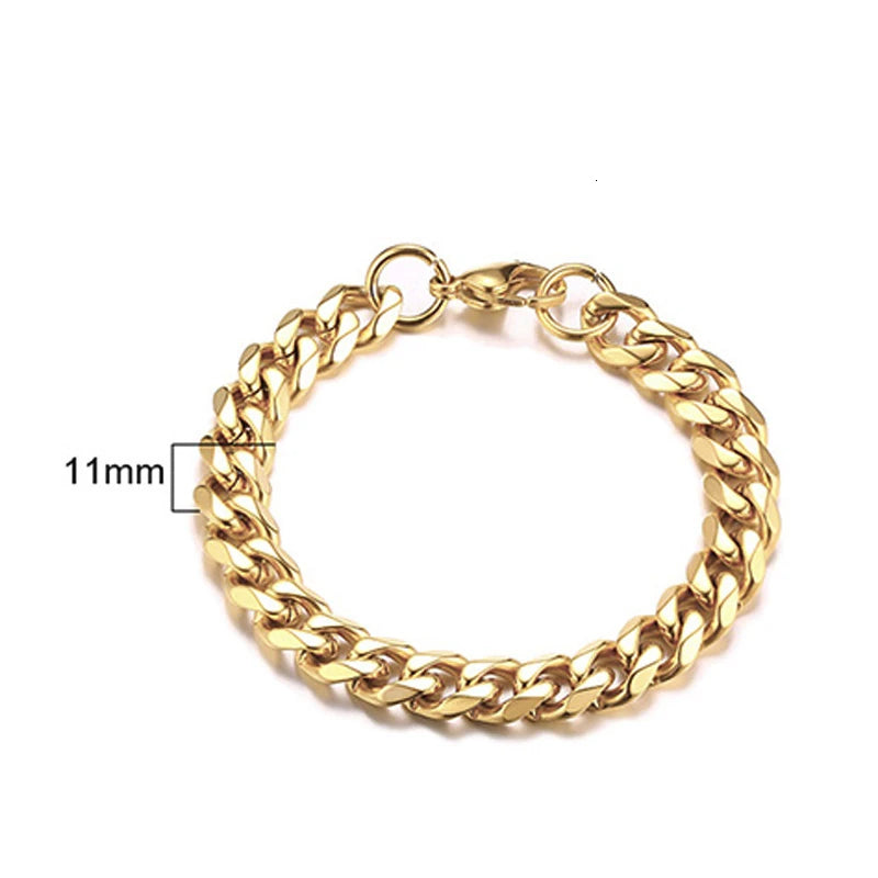 Men's Stainless Steel Bracelets (Chain Link Bracelet) (Silver, Black, Gold, Vintage Silver