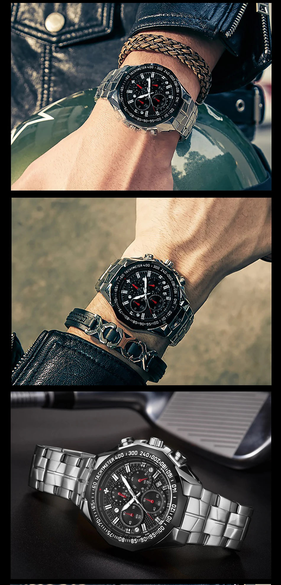 Men's Stylish Luxury Chronograph Wristwatch (Water/Shock Resistance)