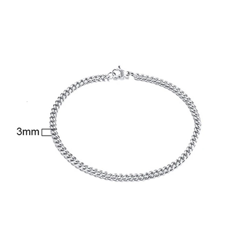 Men's Stainless Steel Bracelets (Chain Link Bracelet) (Silver, Black, Gold, Vintage Silver