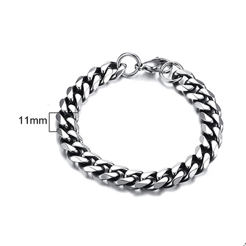 Men's Stainless Steel Bracelets (Chain Link Bracelet) (Silver, Black, Gold, Vintage Silver