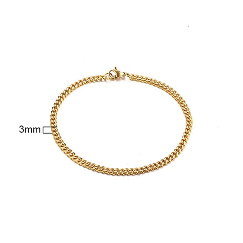 Men's Stainless Steel Bracelets (Chain Link Bracelet) (Silver, Black, Gold, Vintage Silver