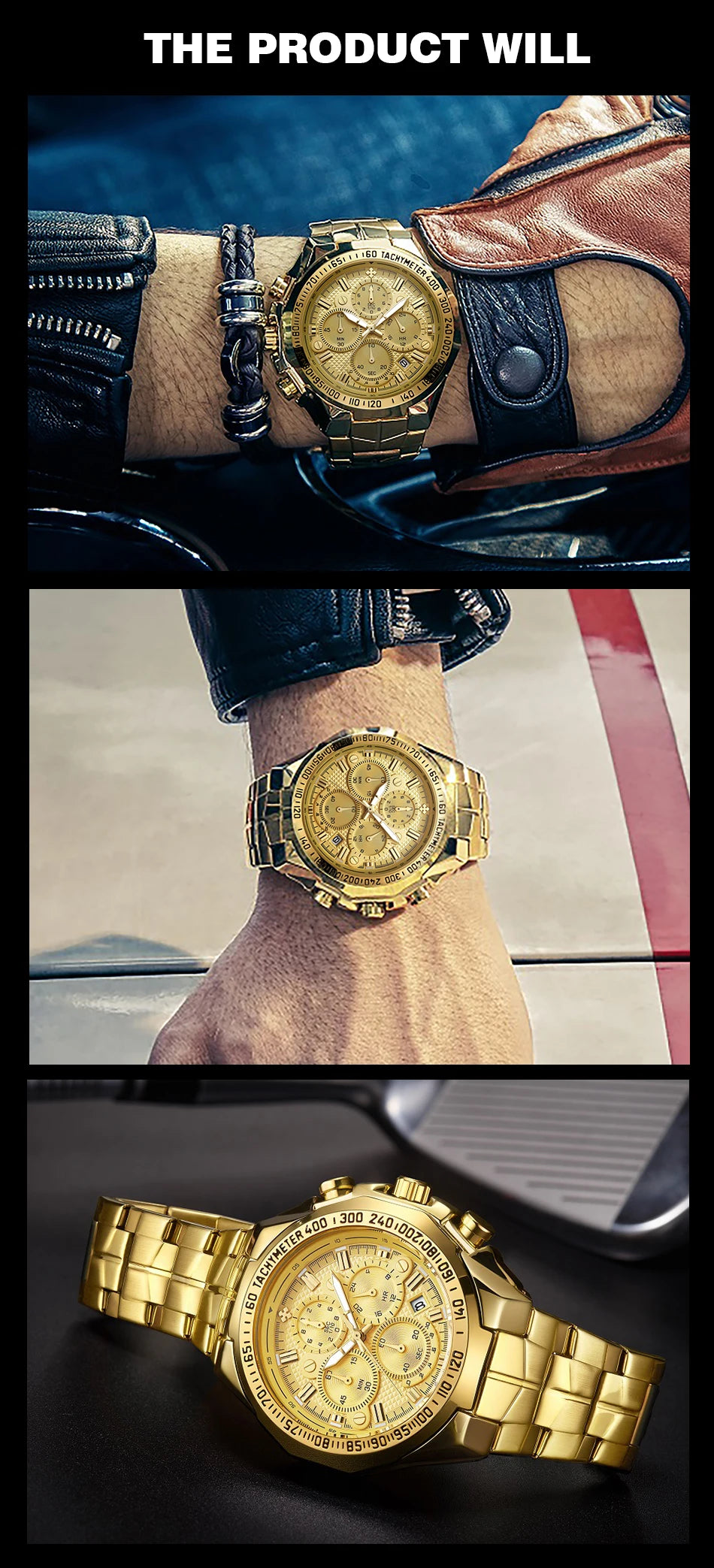 Men's Stylish Luxury Chronograph Wristwatch (Water/Shock Resistance)