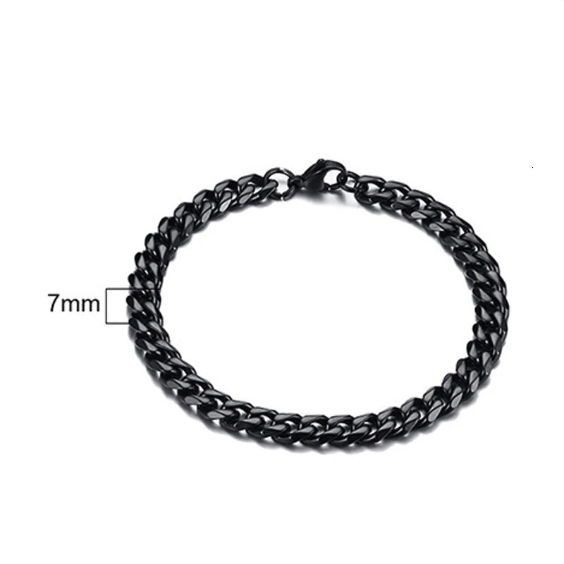 Men's Stainless Steel Bracelets (Chain Link Bracelet) (Silver, Black, Gold, Vintage Silver