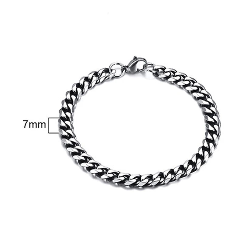 Men's Stainless Steel Bracelets (Chain Link Bracelet) (Silver, Black, Gold, Vintage Silver