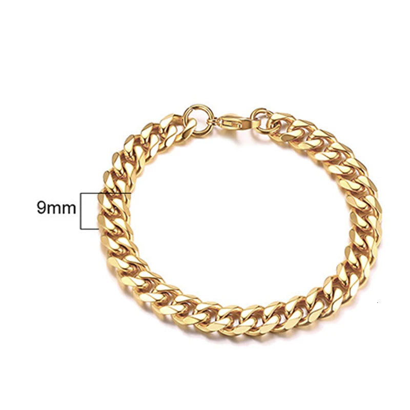 Men's Stainless Steel Bracelets (Chain Link Bracelet) (Silver, Black, Gold, Vintage Silver