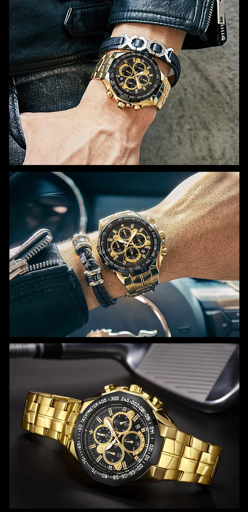 Men's Stylish Luxury Chronograph Wristwatch (Water/Shock Resistance)