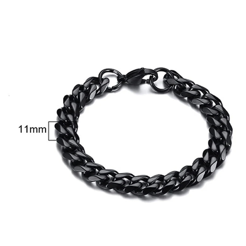 Men's Stainless Steel Bracelets (Chain Link Bracelet) (Silver, Black, Gold, Vintage Silver