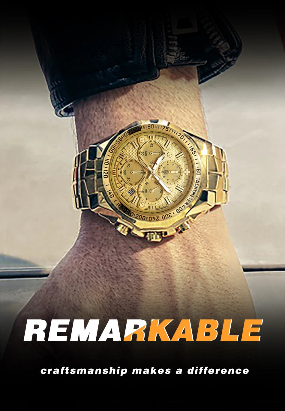 Men's Stylish Luxury Chronograph Wristwatch (Water/Shock Resistance)