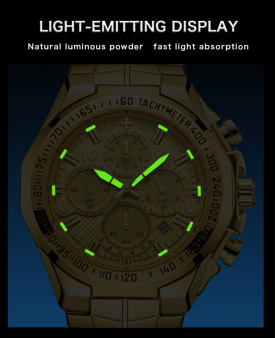 Men's Stylish Luxury Chronograph Wristwatch (Water/Shock Resistance)