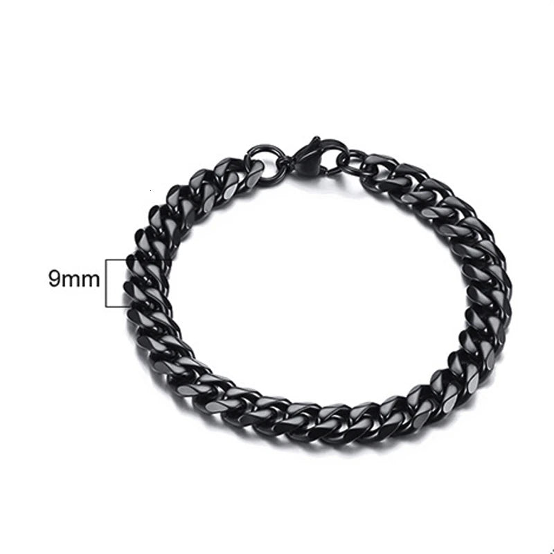 Men's Stainless Steel Bracelets (Chain Link Bracelet) (Silver, Black, Gold, Vintage Silver