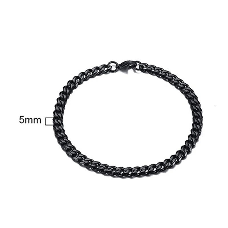Men's Stainless Steel Bracelets (Chain Link Bracelet) (Silver, Black, Gold, Vintage Silver