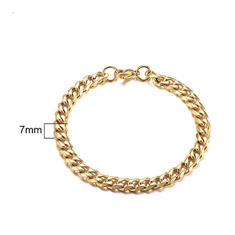 Men's Stainless Steel Bracelets (Chain Link Bracelet) (Silver, Black, Gold, Vintage Silver