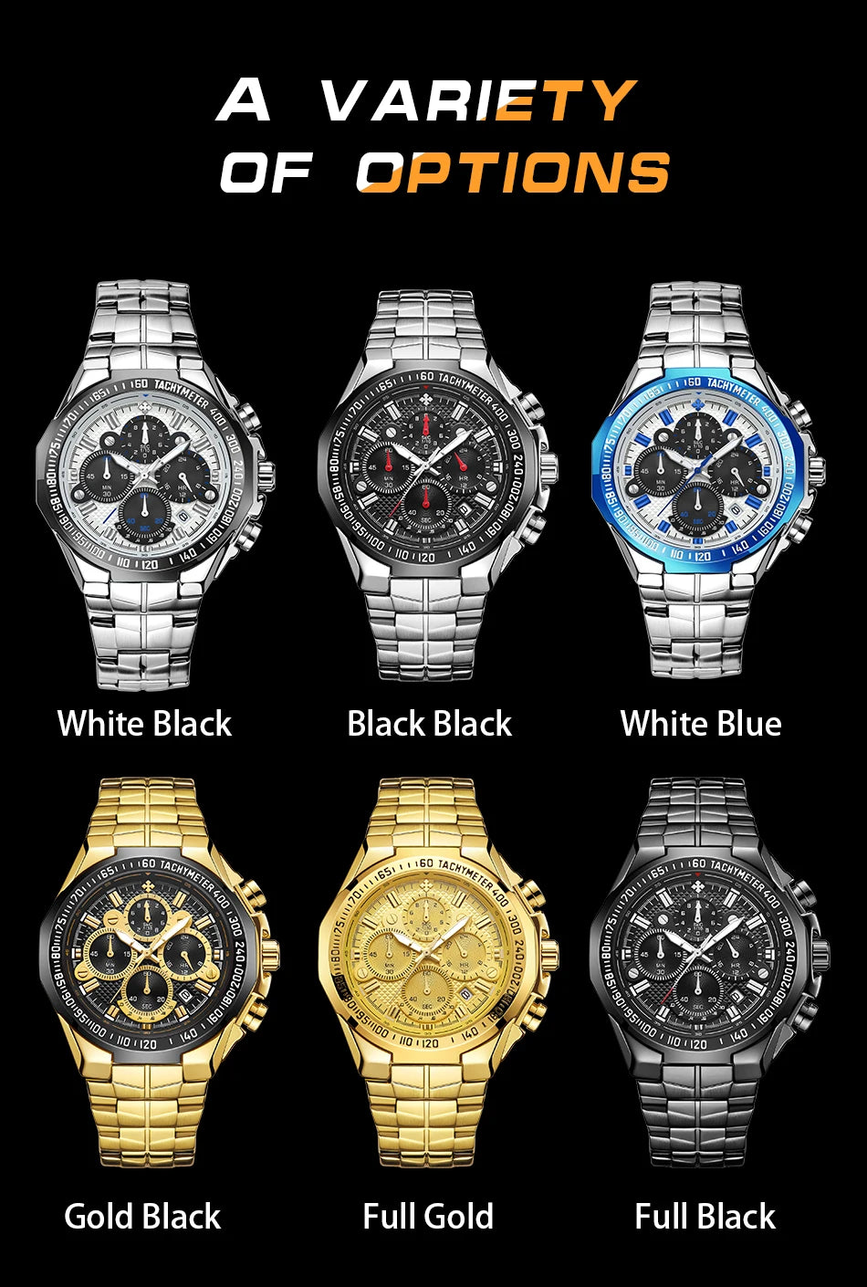 Men's Stylish Luxury Chronograph Wristwatch (Water/Shock Resistance)