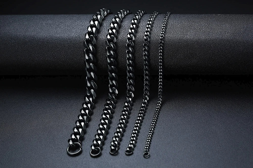Men's Stainless Steel Bracelets (Chain Link Bracelet) (Silver, Black, Gold, Vintage Silver