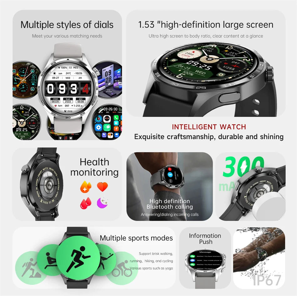 Men's GT5 Pro Smart Watch Men (Heart rate, Bluetooth Call, IP67 Waterproof, GPS.....)