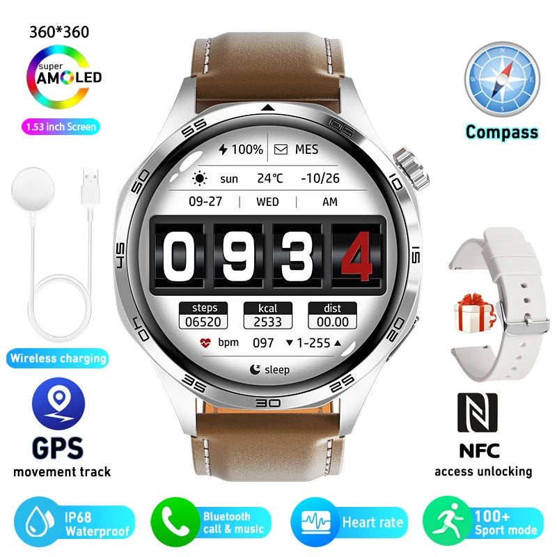 Men's GT5 Pro Smart Watch Men (Heart rate, Bluetooth Call, IP67 Waterproof, GPS.....)