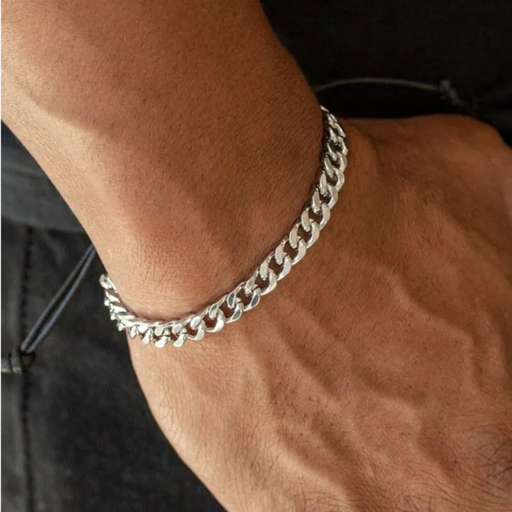 Men's Stainless Steel Bracelets (Chain Link Bracelet) (Silver, Black, Gold, Vintage Silver