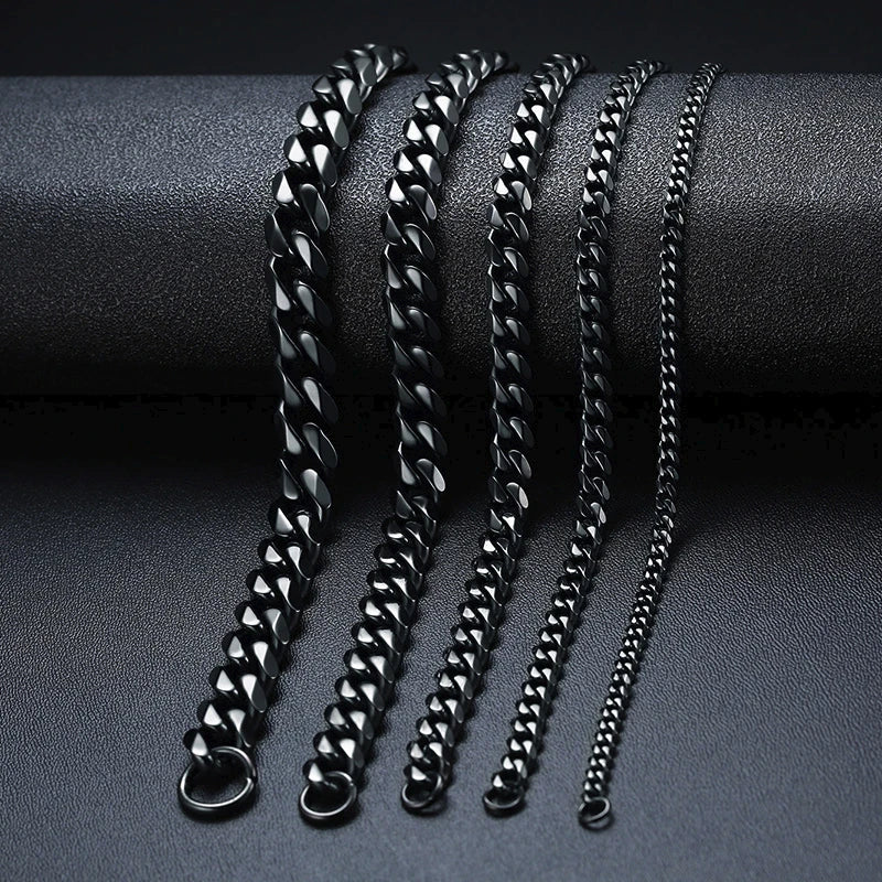 Men's Stainless Steel Bracelets (Chain Link Bracelet) (Silver, Black, Gold, Vintage Silver