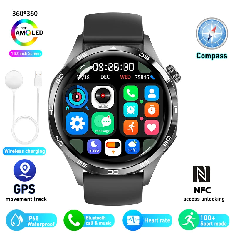 Men's GT5 Pro Smart Watch Men (Heart rate, Bluetooth Call, IP67 Waterproof, GPS.....)
