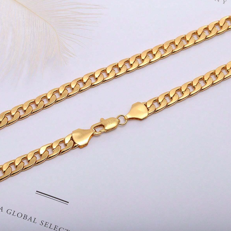 18K Gold Plated Stainless Steel Men's Chain Necklace 6mm