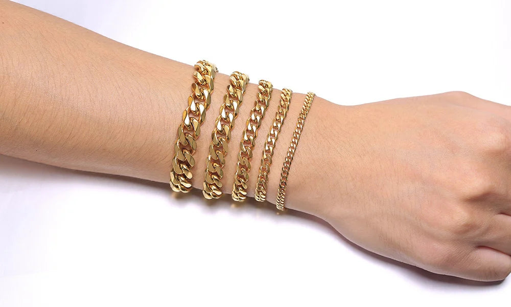 Men's Stainless Steel Bracelets (Chain Link Bracelet) (Silver, Black, Gold, Vintage Silver