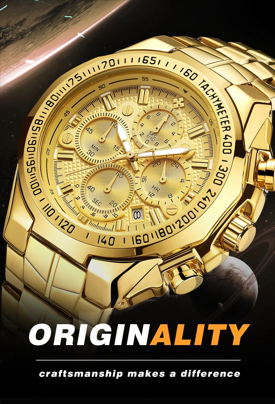 Men's Stylish Luxury Chronograph Wristwatch (Water/Shock Resistance)