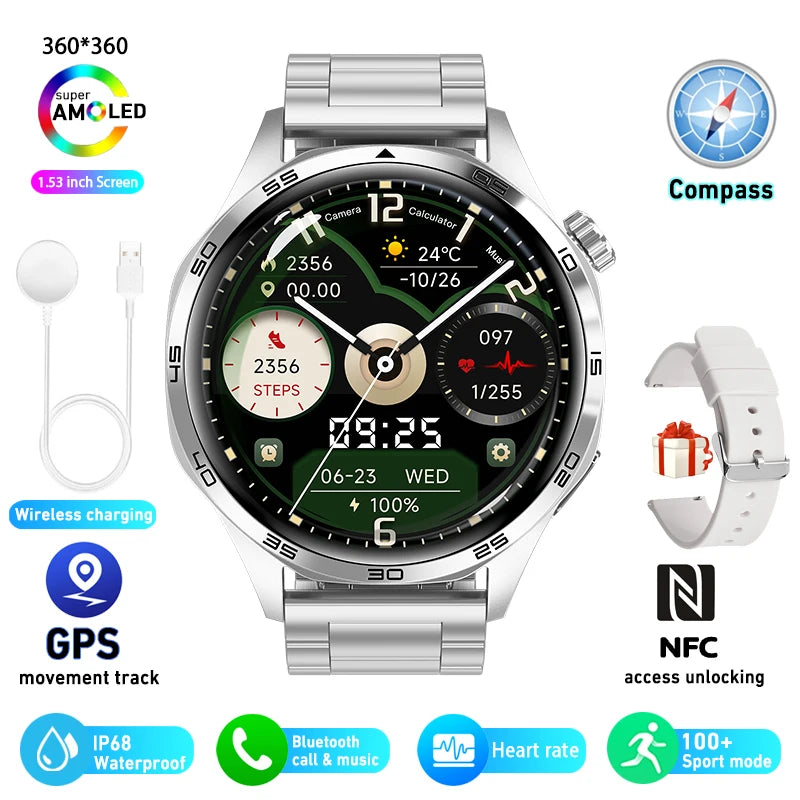 Men's GT5 Pro Smart Watch Men (Heart rate, Bluetooth Call, IP67 Waterproof, GPS.....)