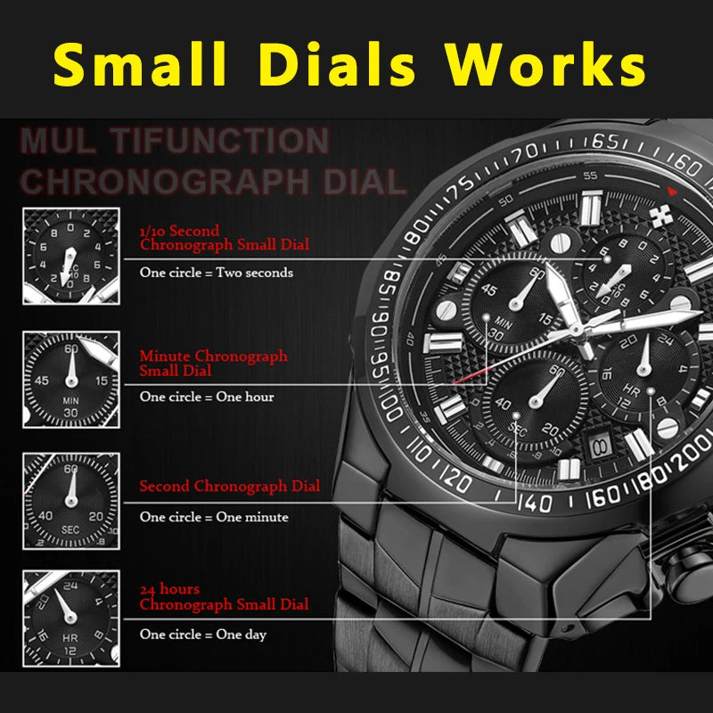 Men's Stylish Luxury Chronograph Wristwatch (Water/Shock Resistance)