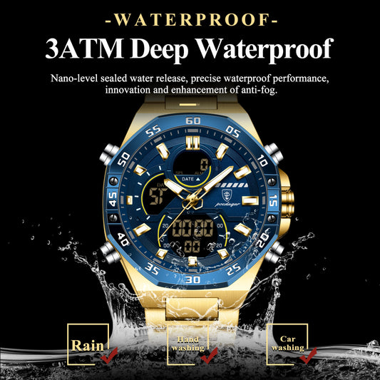 Men's luxury Poedagar Quartz Fashion Watch Waterproof
