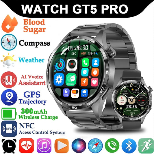 Men's GT5 Pro Smart Watch Men (Heart rate, Bluetooth Call, IP67 Waterproof, GPS.....)