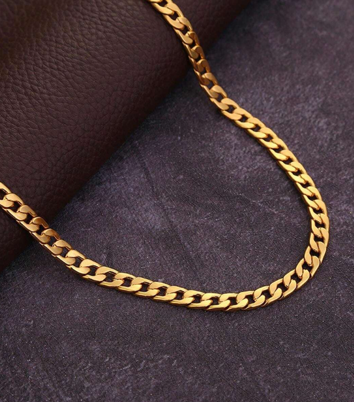 18K Gold Plated Stainless Steel Men's Chain Necklace 6mm