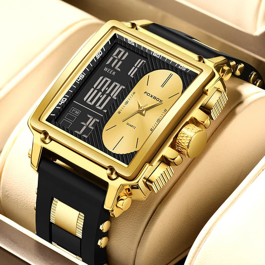 Men's Luxury LIGE Quartz Fashion Square Digital Watch-Waterproof