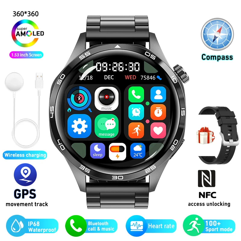 Men's GT5 Pro Smart Watch Men (Heart rate, Bluetooth Call, IP67 Waterproof, GPS.....)